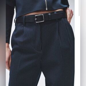 RAG AND BONE Marianne Ponte Trousers Large Blue Pin Stripe NWT $350